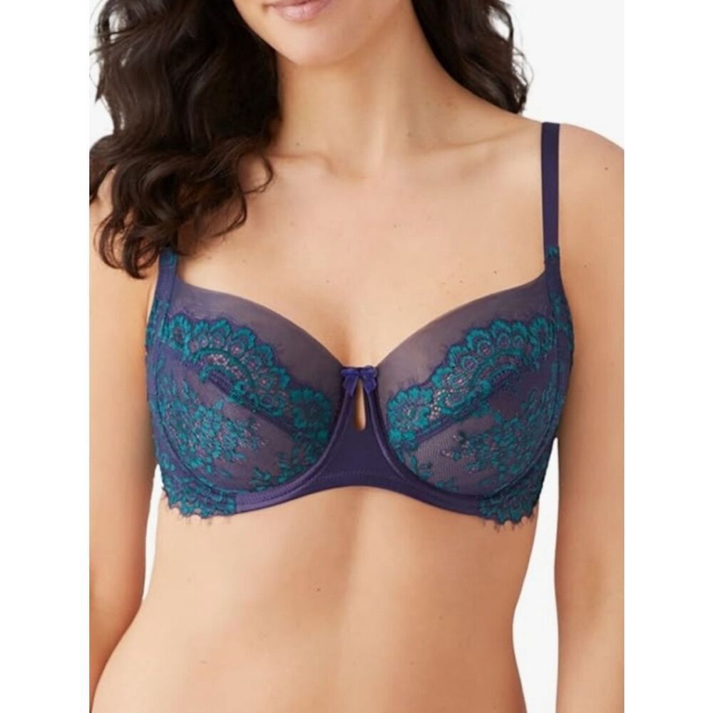 Wacoal Center Stage Teal and Navy Lace Underwire Bra size 38DD